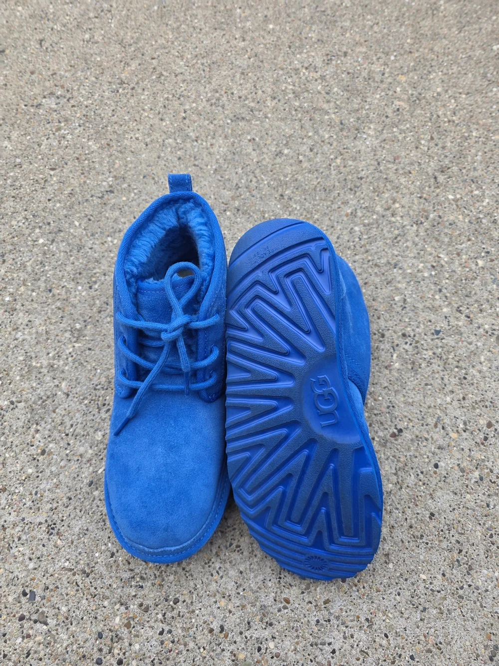 UGG Suede Lace-Up Boots in Bright Blue Big Girls 5